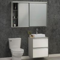 Conjunto Gabinete E Espelheira Plena Versati 70 Cm - Verde/Branco