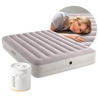 Colchão Inflável Casal Queen Fiber Tech Prestige Com Bomba Usb Bege Intex - 1