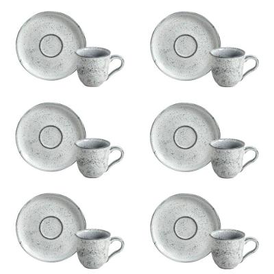 Conjunto de Xícara de Cafezinho com Pires Bio Echo 6 Peças Stoneware Cinza Porto Brasil