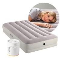 Colchão Inflável Solteiro Dura Beam Fiber Tech Prestige Com Bomba Usb Bege Intex - 1