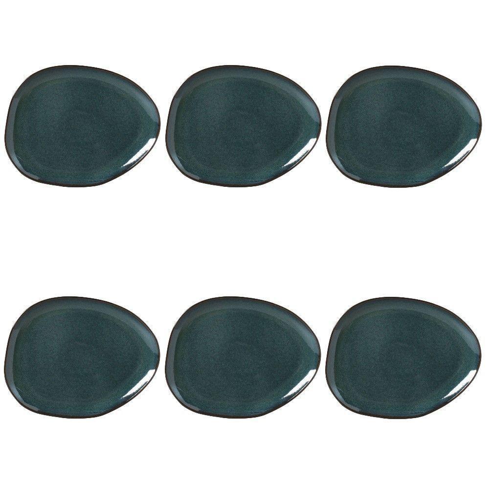 Conjunto De Pratos Rasos Oval 06 Peças Orgânico Oceano Porto Brasil - 1