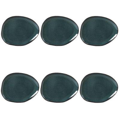 Conjunto De Pratos Rasos Oval 06 Peças Orgânico Oceano Porto Brasil