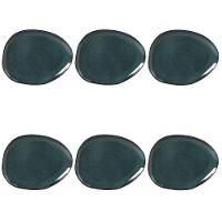 Conjunto De Pratos Rasos Oval 06 Peças Orgânico Oceano Porto Brasil - 1