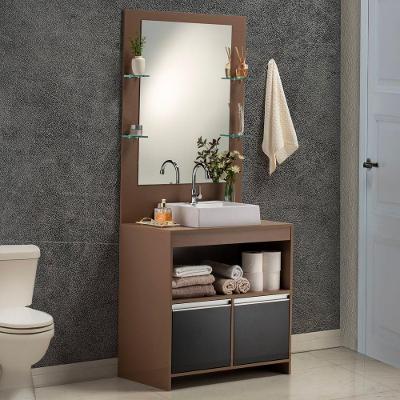 Conjunto Gabinete E Espelheira Plena Max 100 Cm - Bronze/Preto