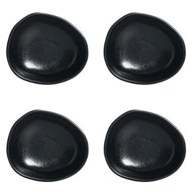 Conjunto de Cumbucas Oval Orgânico Eclipse 4 Peças 265ML Cerâmica Stoneware Preto Porto Brasil