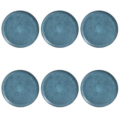 Conjunto de Pratos Rasos Bio Night Sky 6 Peças Cerâmica Azul Petróleo e Preto Porto Brasil