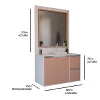 Conjunto Gabinete E Espelheira Plena Elegance 100 Cm - Chumbo/Nogal Sevilha - 2
