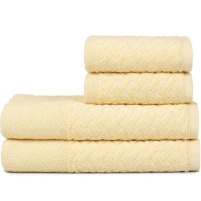 Jogo De Toalhas 4 Pçs Banho E Rosto Finesse 380g-m² 100% Algodão Atlântica Amarelo Citrino