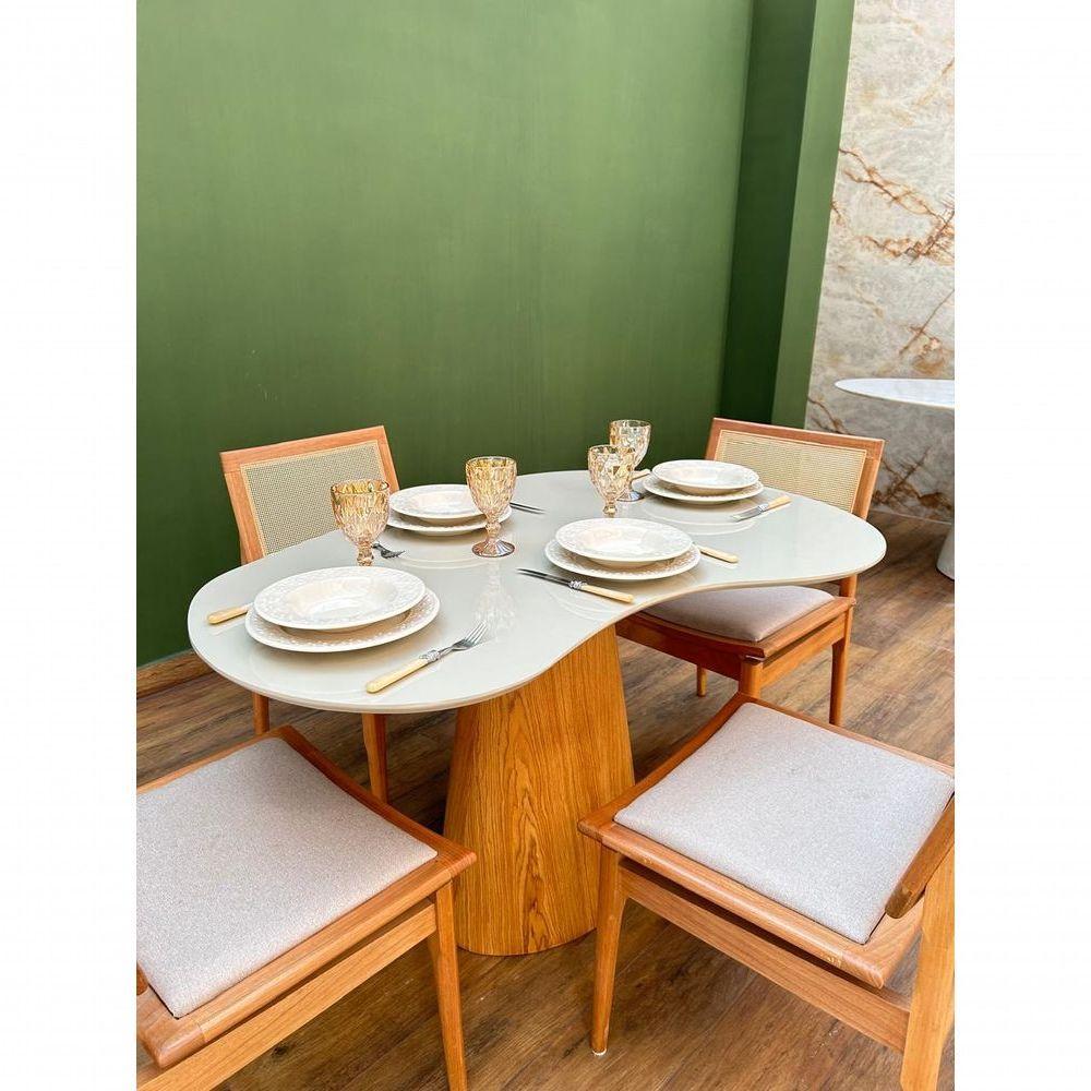 Mesa De Jantar Cone Orgânica Beca 120x80cm Madeira Freijó E Offwhite - 3