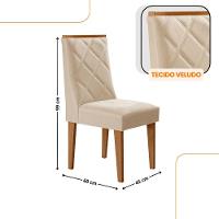 Mesa De Jantar Eloise Tampo Laminado Com 6 Cadeiras Isadora Veludo Creme Naturale - 3