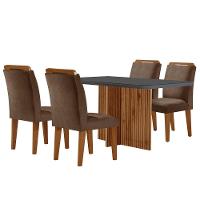 Sala De Jantar Mesa Olímpia Mdf E 4 Cadeiras Athenas Moderna Marrom,Grafite E Imbuia - 1