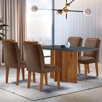 Sala De Jantar Mesa Olímpia Mdf E 4 Cadeiras Athenas Moderna Marrom,Grafite E Imbuia - 2
