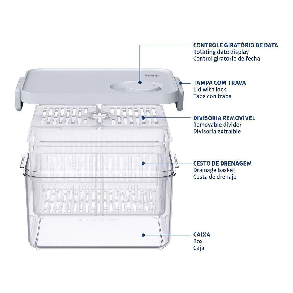 Pote Organizador De Geladeira Tramontina Organizzare Com Controle De Umidade 6,2 L Tramontina - 8