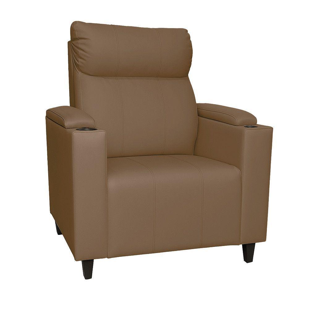 Poltrona Do Papai Com Puff Usb E Porta Copos Ravella Sintético R04 - D'rossi Cor Marrom Chocolate - 10