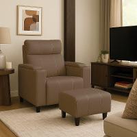 Poltrona Do Papai Com Puff Usb E Porta Copos Ravella Sintético R04 - D'rossi Cor Marrom Chocolate - 1