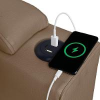 Poltrona Do Papai Com Puff Usb E Porta Copos Ravella Sintético R04 - D'rossi Cor Marrom Chocolate - 8