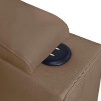 Poltrona Do Papai Com Puff Usb E Porta Copos Ravella Sintético R04 - D'rossi Cor Marrom Chocolate - 9