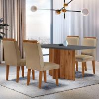 Sala De Jantar Mesa Olímpia 120cm 4 Cadeiras Athena Moderna Turim Grafite e Imbuia - 2