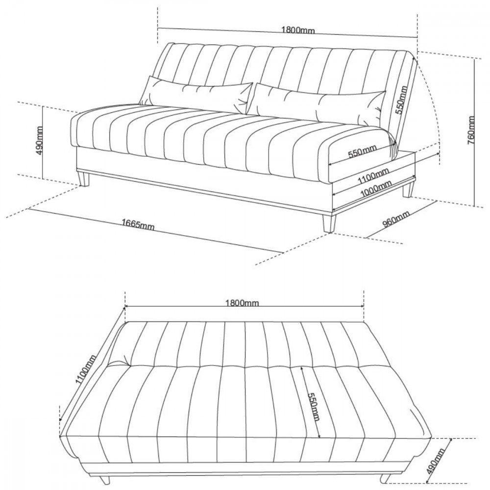 Sofá Cama Com Almofada Duna Veludo Grafite Viero Grafite - 4