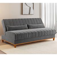 Sofá Cama Com Almofada Duna Veludo Grafite Viero Grafite - 2