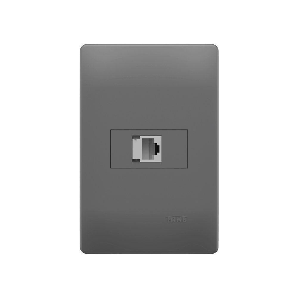 Tomada Para Rede De Informática Fame Habitat Onix Rj45 Cat6 8 Vias Com Placa 4x2 Onix - 1