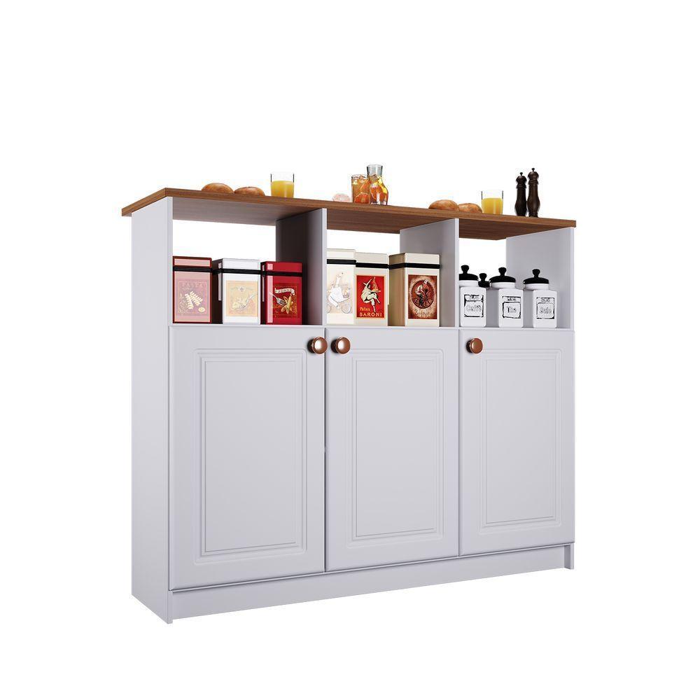 Bancada 6206 1,20 3 Portas Branco - Indekes - 1