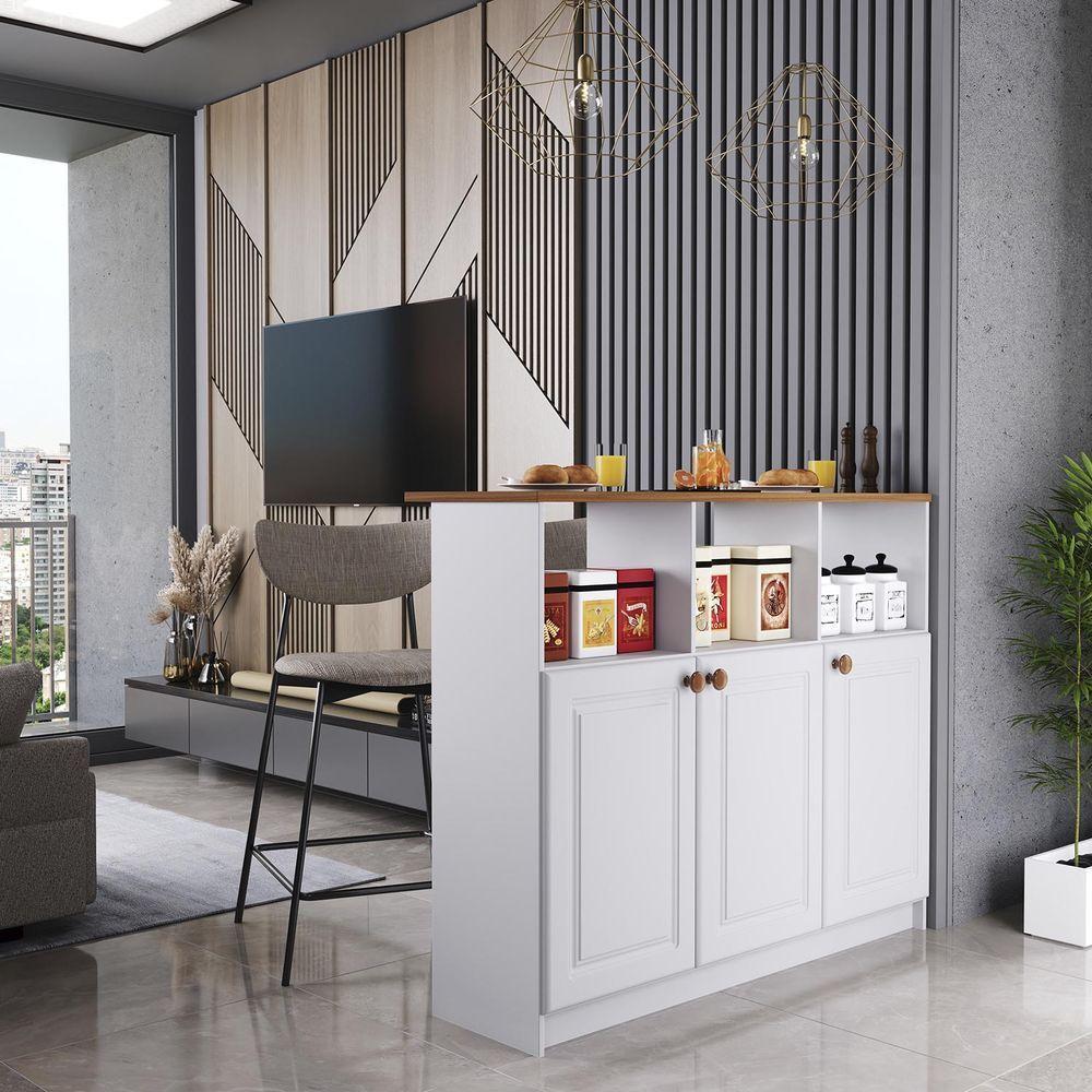 Bancada 6206 1,20 3 Portas Branco - Indekes - 6