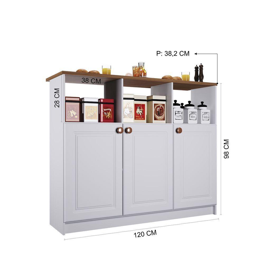 Bancada 6206 1,20 3 Portas Branco - Indekes - 7