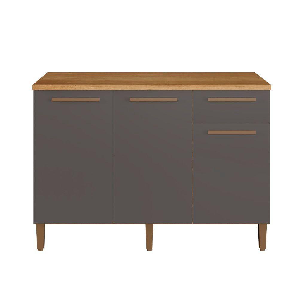 Balcão Clássico 03 Portas Arte Móveis Cinamomo/grafite - 1