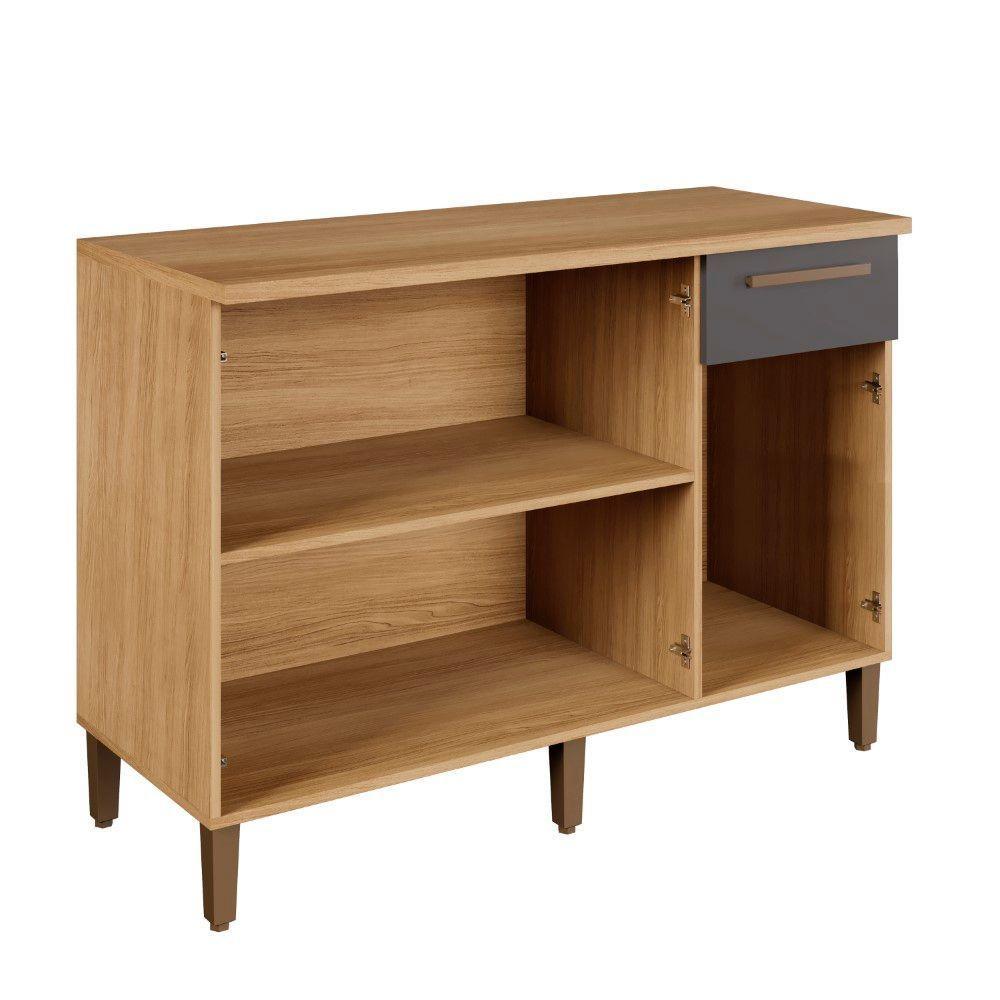 Balcão Clássico 03 Portas Arte Móveis Cinamomo/grafite - 5