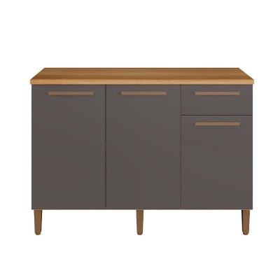 Balcão Clássico 03 Portas Arte Móveis Cinamomo/grafite