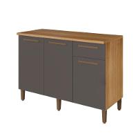 Balcão Clássico 03 Portas Arte Móveis Cinamomo/grafite - 2