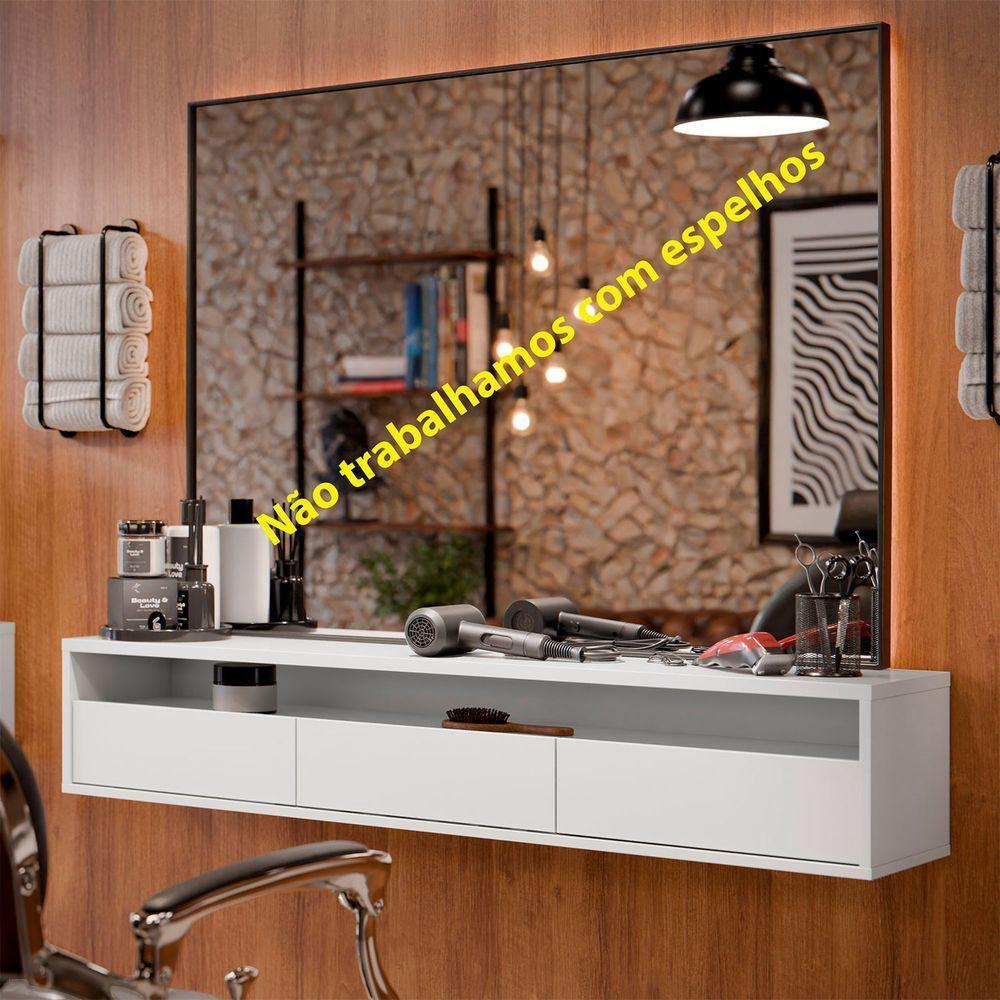 Bancada Suspensa Para Salão De Beleza Cabeleireiro Balcão De Barbearia Suspensa Life 1.12 - Branco - Moveisaqui - 2