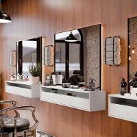 Bancada Suspensa Para Salão De Beleza Cabeleireiro Balcão De Barbearia Suspensa Life 1.12 - Branco - Moveisaqui - 3