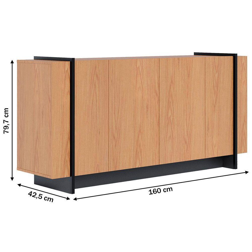 Balcão Buffet Copacabana Mdp 4 Portas 2 Prateleiras Colibri Freijó-preto - 3