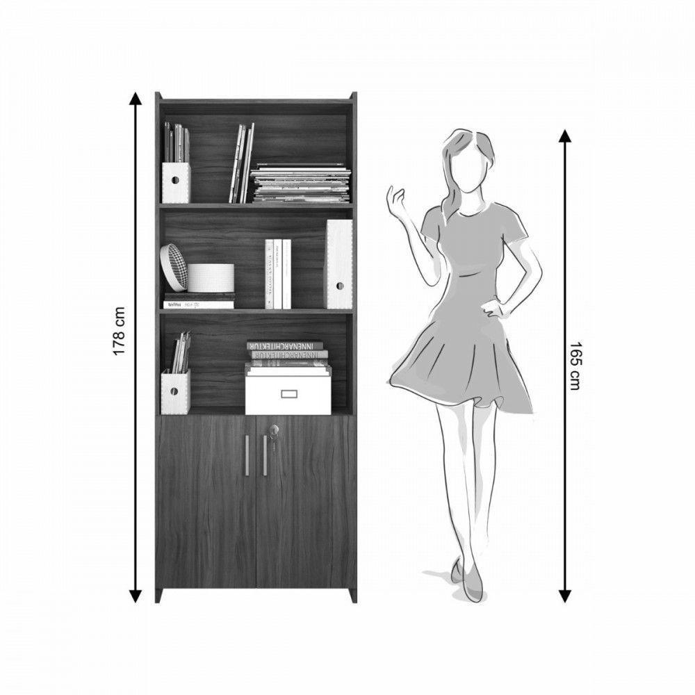 Armário Multiuso 2 Portas P/Escritório Notável Móveis Nogal - 2