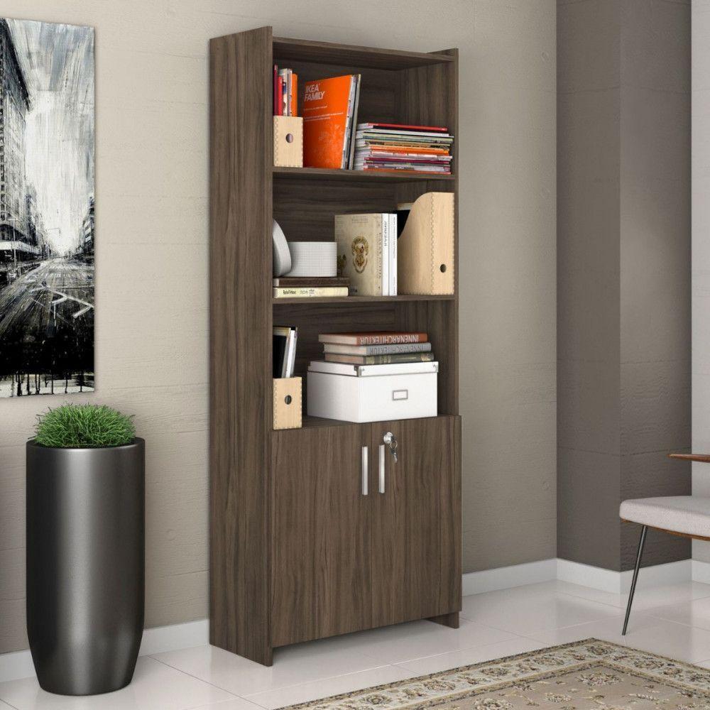 Armário Multiuso 2 Portas P/Escritório Notável Móveis Nogal - 6