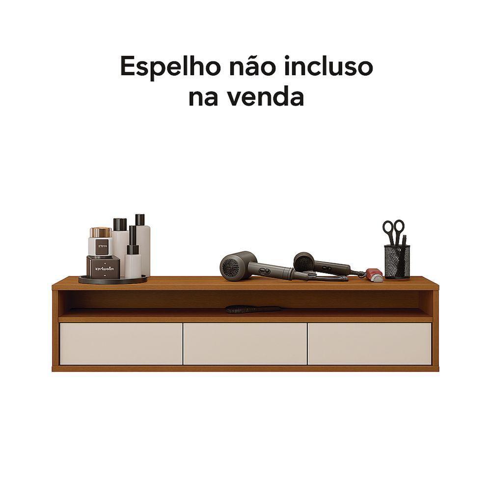 Bancada Suspensa Para Salão De Beleza Cabeleireiro Balcão De Barbearia Life 1.12 Off White Com Freijo - Moveisaqui - 6