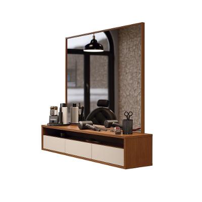 Bancada Suspensa Para Salão De Beleza Cabeleireiro Balcão De Barbearia Life 1.12 Off White Com Freijo - Moveisaqui