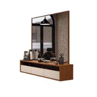 Bancada Suspensa Para Salão De Beleza Cabeleireiro Balcão De Barbearia Life 1.12 Off White Com Freijo - Moveisaqui - 1