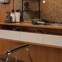 Bancada Suspensa Para Salão De Beleza Cabeleireiro Balcão De Barbearia Life 1.12 Off White Com Freijo - Moveisaqui - 5