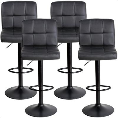 Banquetas Gomos Confort Giratória Estofada Cozinha Kit 04 Un Preto