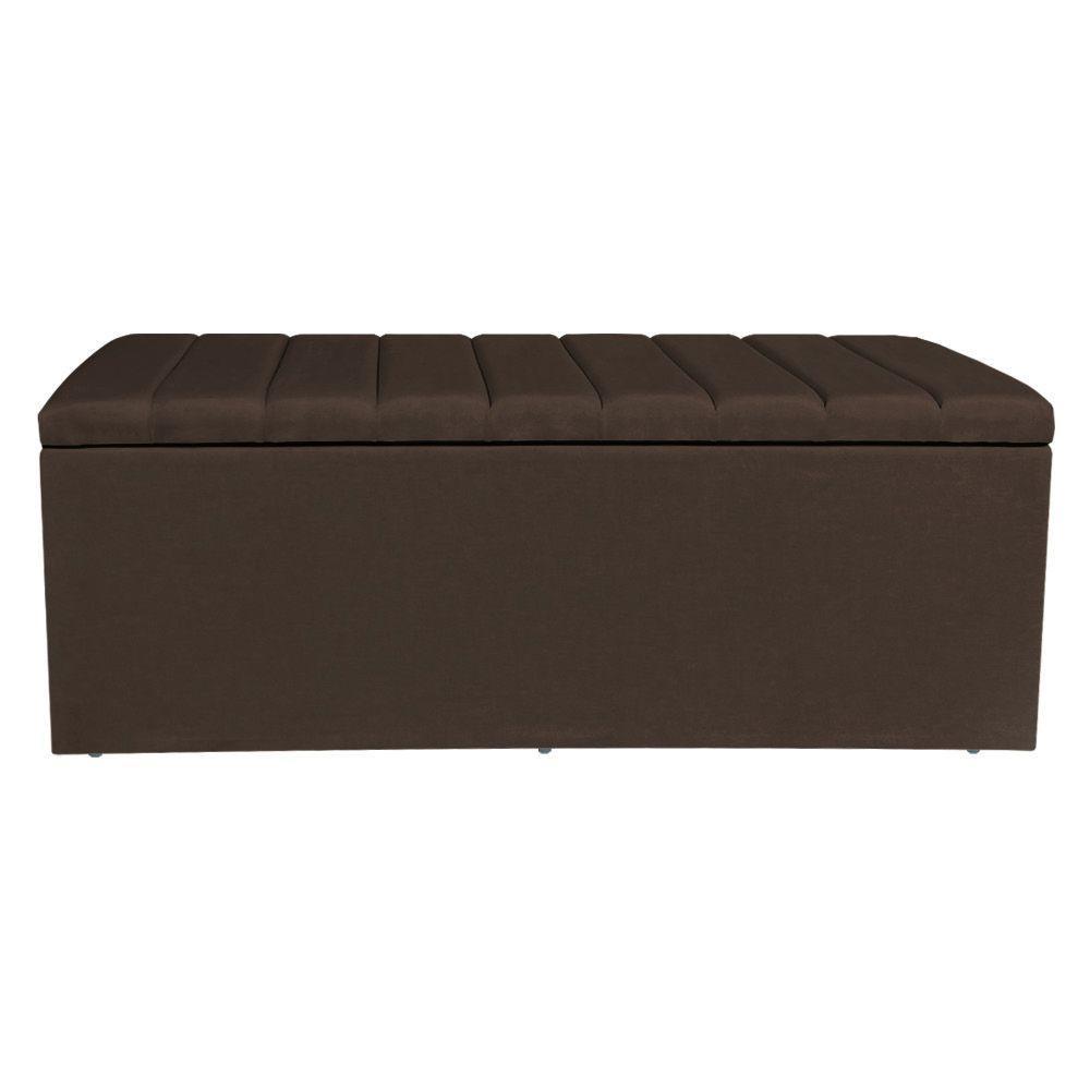 Calçadeira Baú Solteiro 0,90m Londres Veludo Marrom Dal Poz Estofados - 3