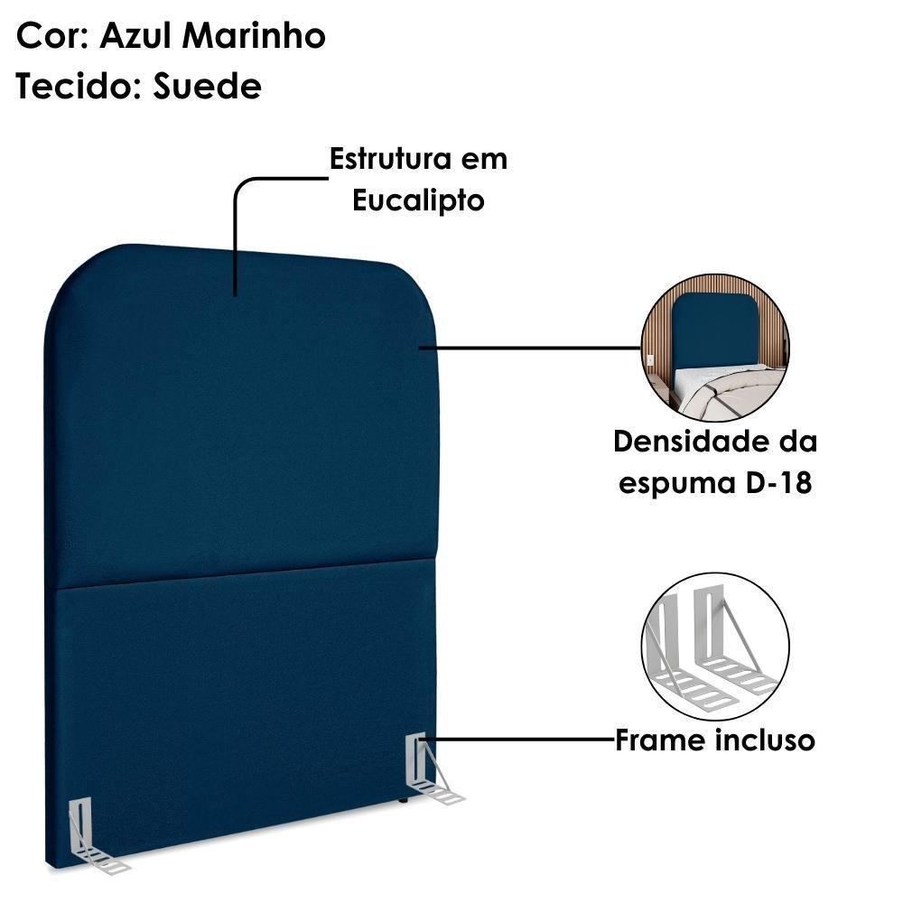 Cabeceira Solteiro 100 Cm Com Frame Alana Suede Azul Marinho Artte Azul Marinho - 4