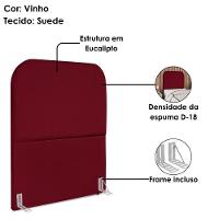 Cabeceira Solteiro 100 Cm Com Frame Alana Suede Vinho Artte Vinho