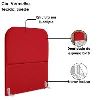 Cabeceira Solteiro 100 Cm Com Frame Alana Suede Vermelho Artte Vermelho
