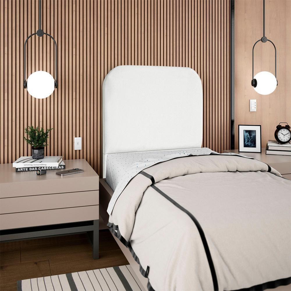 Cabeceira Solteiro 100 Cm Com Frame Alana Suede Branco Artte Branco - 2