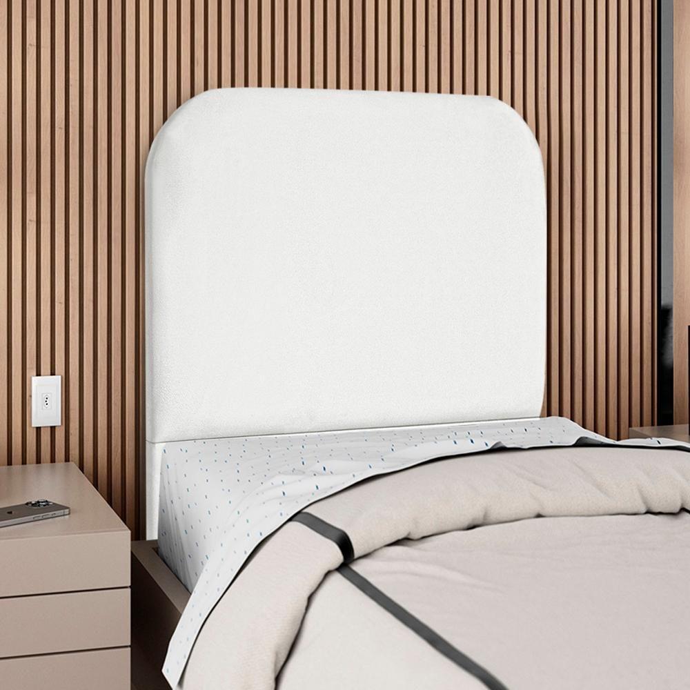 Cabeceira Solteiro 100 Cm Com Frame Alana Suede Branco Artte Branco - 3