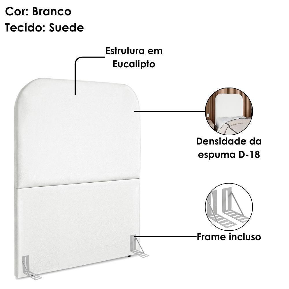 Cabeceira Solteiro 100 Cm Com Frame Alana Suede Branco Artte Branco - 5