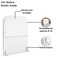 Cabeceira Solteiro 100 Cm Com Frame Alana Suede Branco Artte Branco - 5